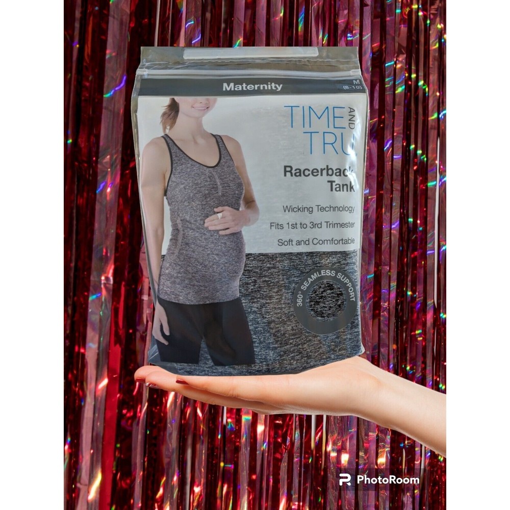 NEW Time and Tru Womens Racerback Tank Maternity Gray XL Soft Comfortable Boho